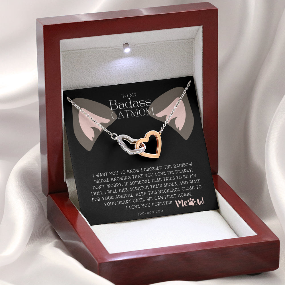 Interlocking Necklace, To My Badass Cat Mom, Until We Can Meet Again Necklace, Loss of Cat memorial necklace, Cat loss gifts, Rainbow Bridge Cat, Pet sympathy gift