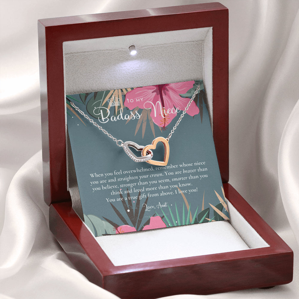 To My Badass Niece, Straighten Your Crown Necklace, Aunt Niece Necklace, Niece Birthday Gift, Niece Graduation Gift