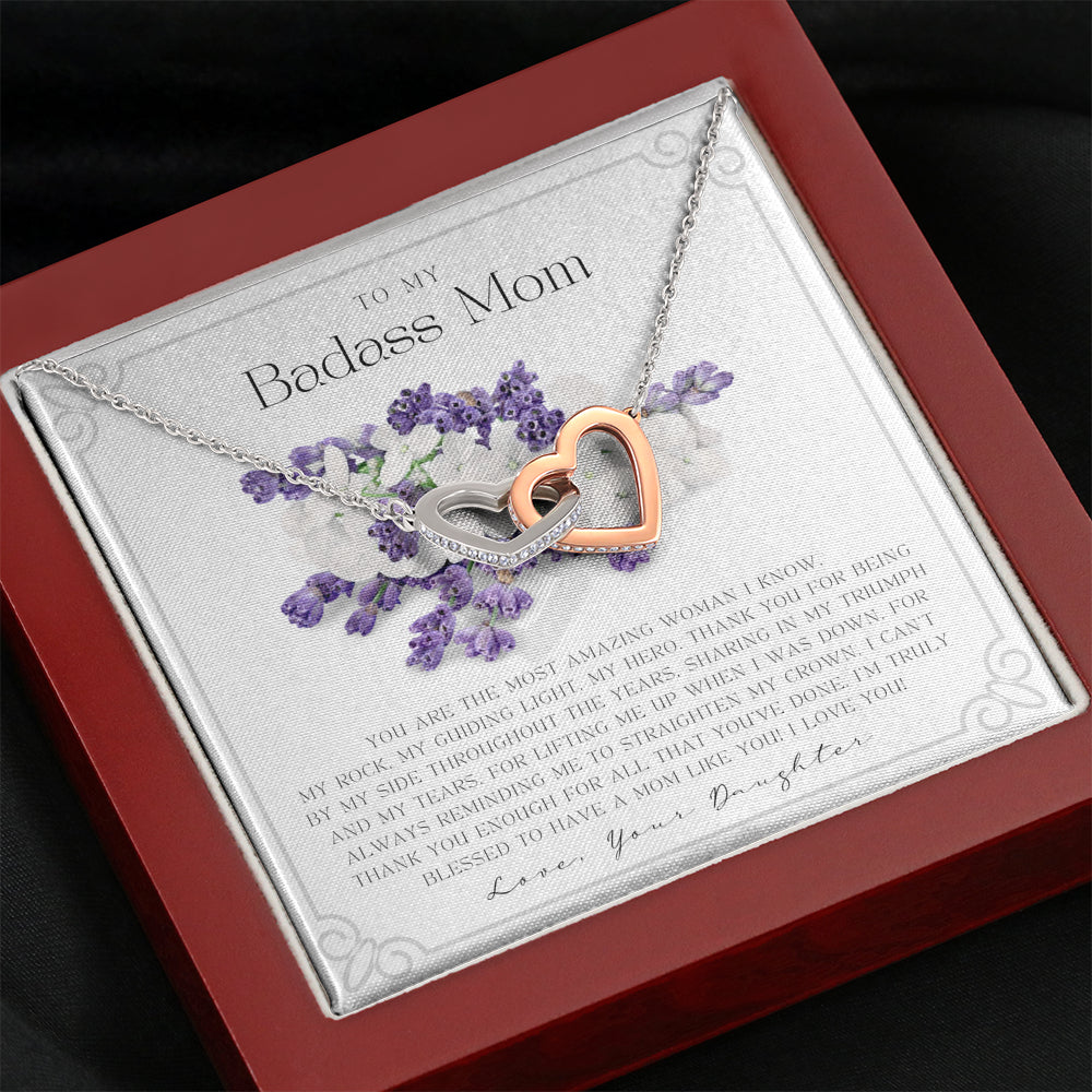 Interlocking Necklace | To My Badass Mom Necklace | Mother’s Day Gift | Daughter to Mom Gift | Gift from Daughter to Mom on Wedding Day | Mom gift | Birthday Gift