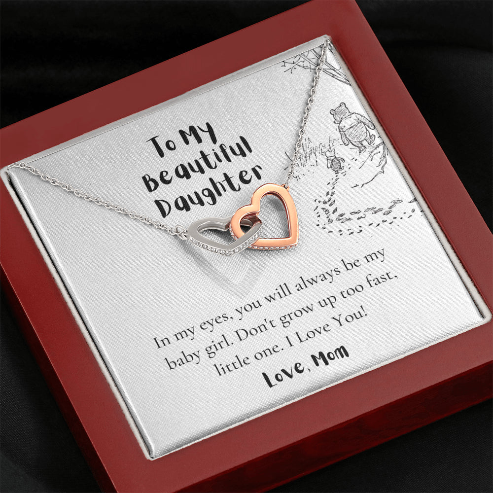 To My Daughter, Love Mom, Daughter Gifts from Mom, Birthday Gift Necklace for Daughter, Interlocking Hearts Necklace