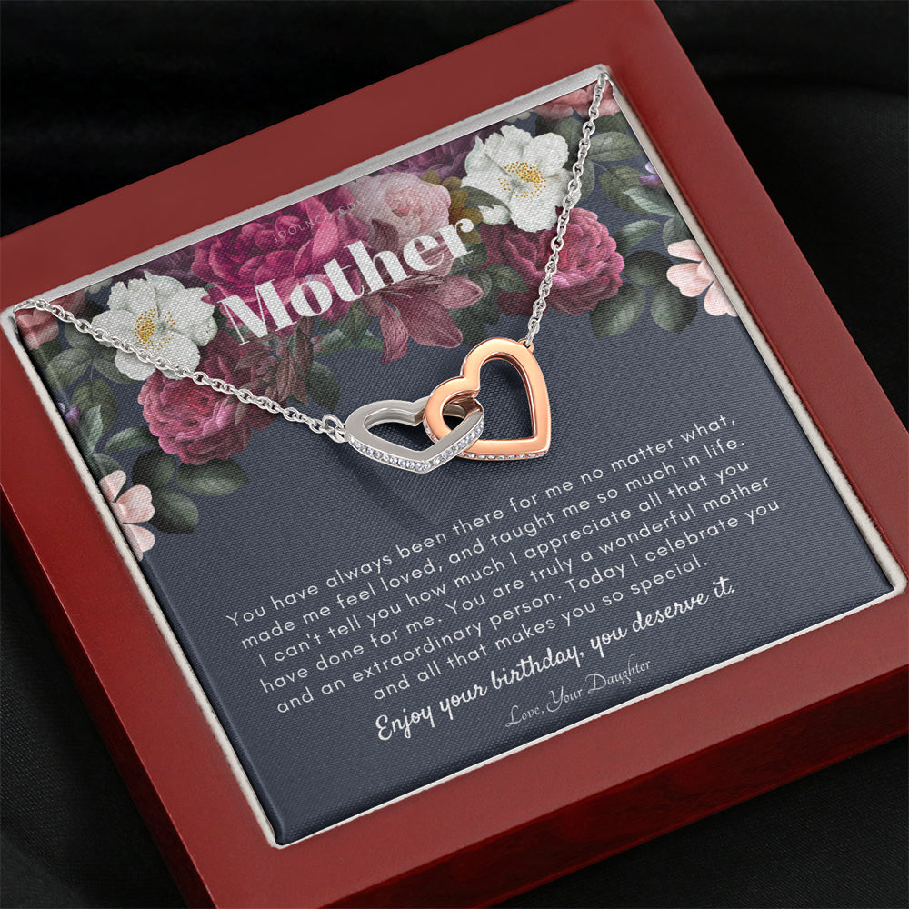Interlocking Necklace | Mother's Birthday Gift | Necklace for Mom's birthday | Elegant Gift For Mom from Daughter | Best Mom Gift Message Card
