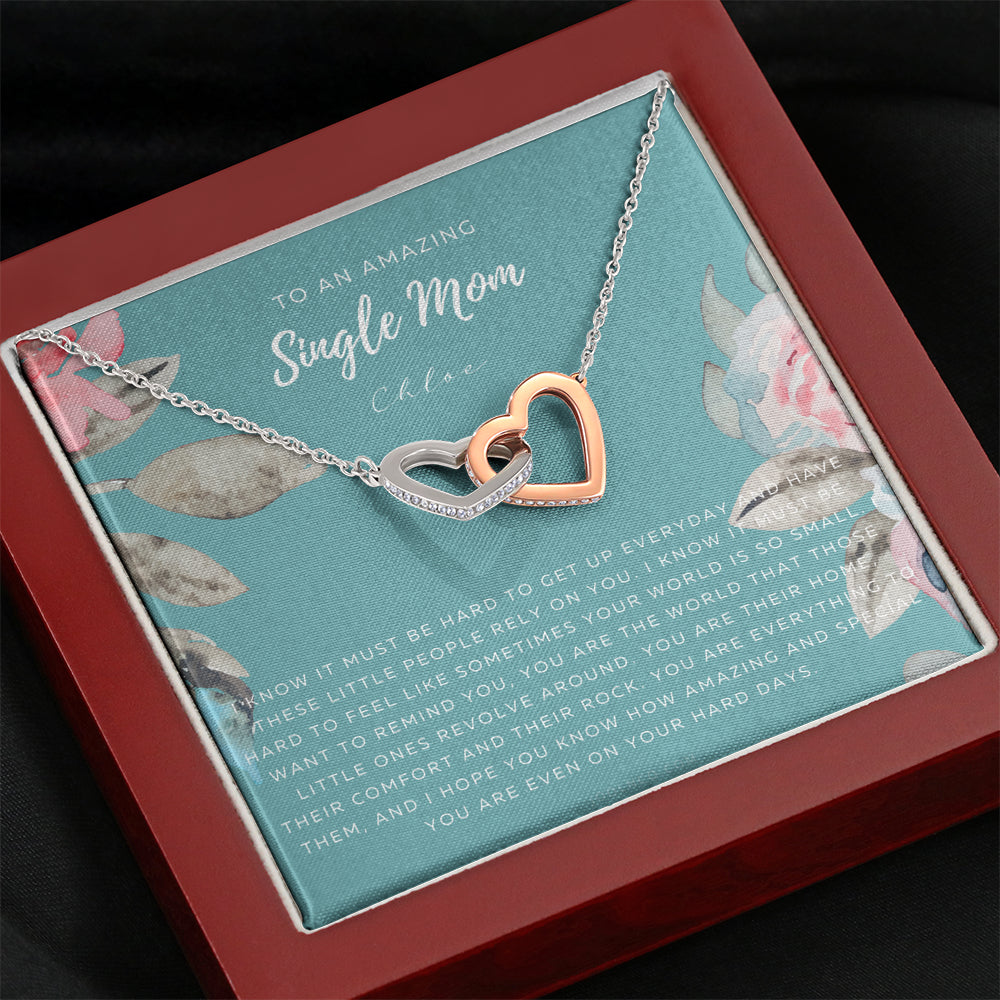 Interlocking Necklace, Single Mom Gift, Mothers Day Gift, Present for Single mother, Super mom Necklace, Gift for Single Mother, Jewelry for Mom