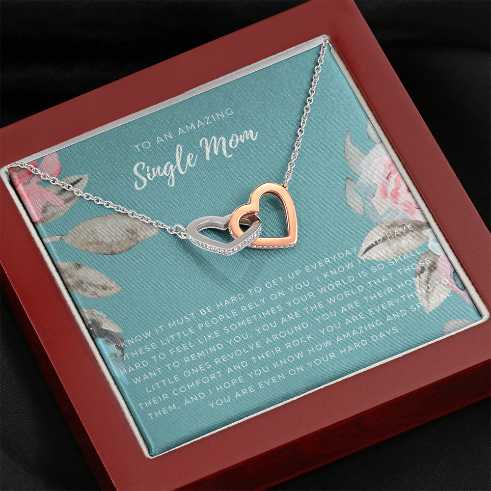Interlocking Necklace, Single Mom Gift, Mothers Day Gift, Present for Single mother, Super mom Necklace, Gift for Single Mother, Jewelry for Mom