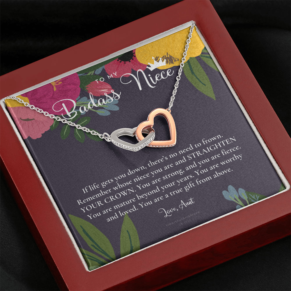 To My Badass Niece, Straighten Your Crown Necklace, Aunt Niece Necklace, Niece Birthday Gift, Niece Graduation Gift