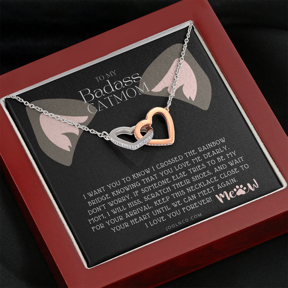Interlocking Necklace, To My Badass Cat Mom, Until We Can Meet Again Necklace, Loss of Cat memorial necklace, Cat loss gifts, Rainbow Bridge Cat, Pet sympathy gift