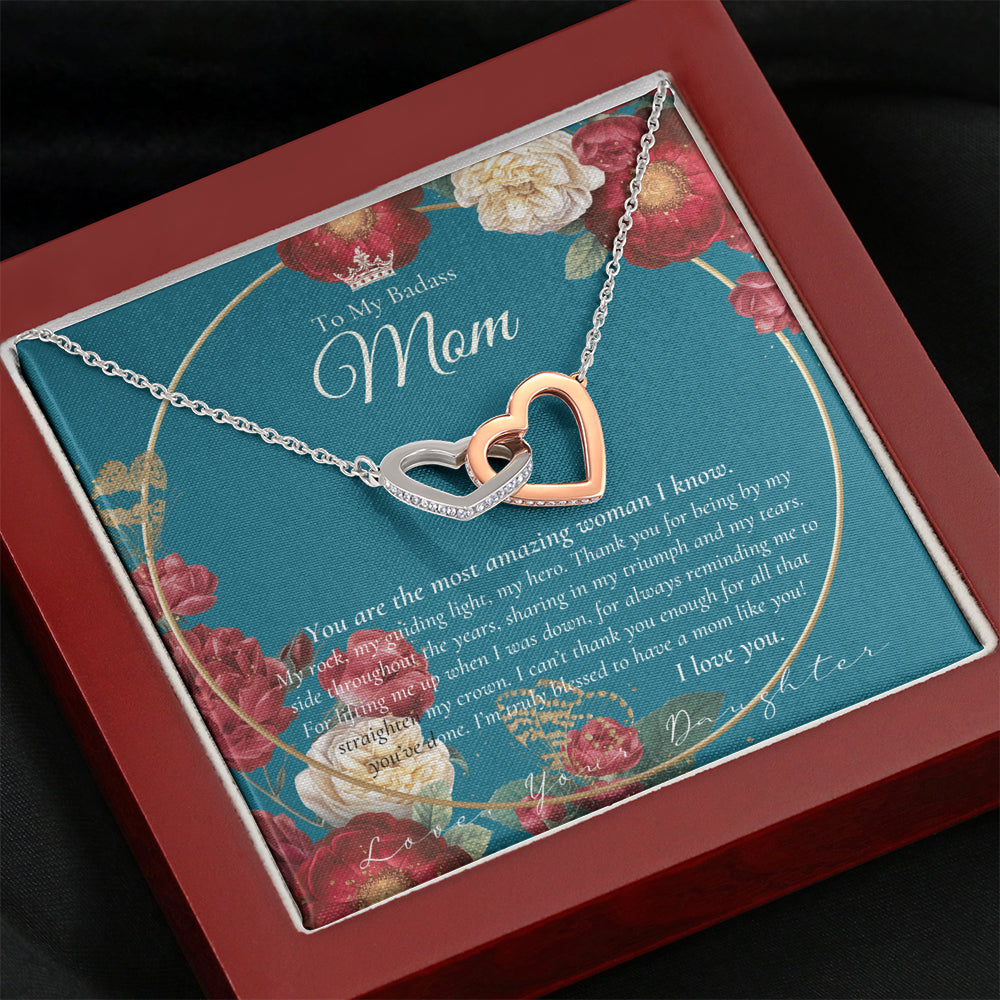 Interlocking Necklace | To My Badass Mom Necklace | Mother’s Day Gift | Daughter to Mom Gift | Gift from Daughter to Mom on Wedding Day | Mom gift | Birthday Gift
