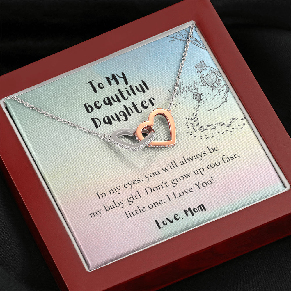 To My Daughter, Love Mom, Daughter Gifts from Mom, Birthday Gift Necklace for Daughter, Interlocking Hearts Necklace