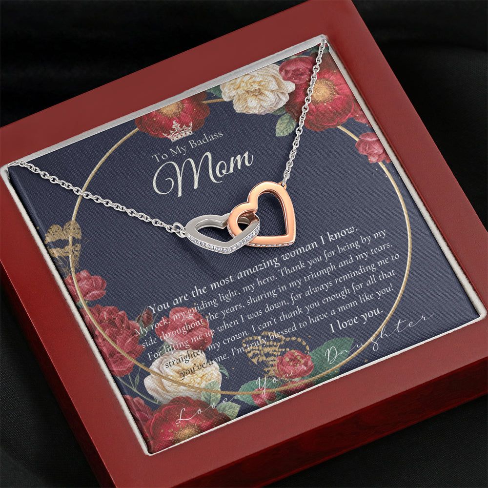 Interlocking Necklace | To My Badass Mom Necklace | Mother’s Day Gift | Daughter to Mom Gift | Gift from Daughter to Mom on Wedding Day | Mom gift | Birthday Gift