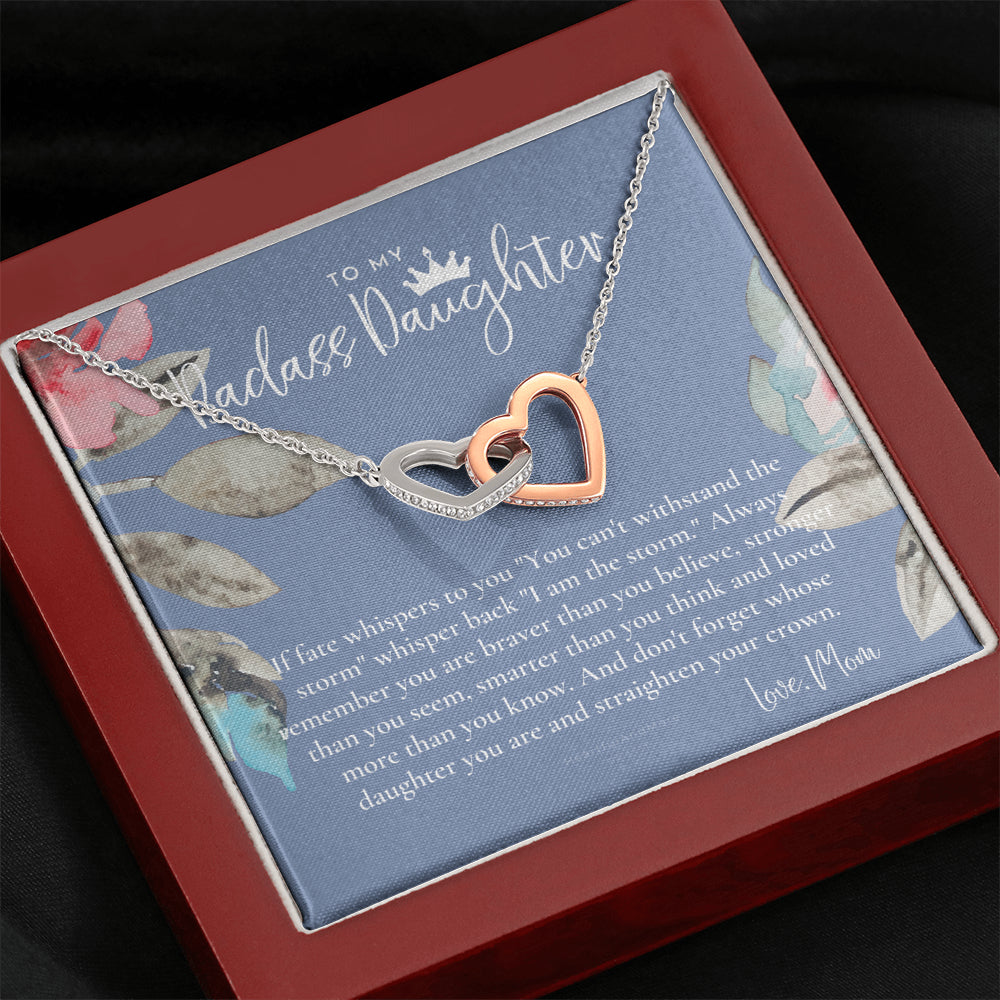 Daughter Gift from Mom, Heart Necklace Daughter Gift, Interlocking Necklace to Daughter, Daughter Graduation, Birthday Gift, Necklace