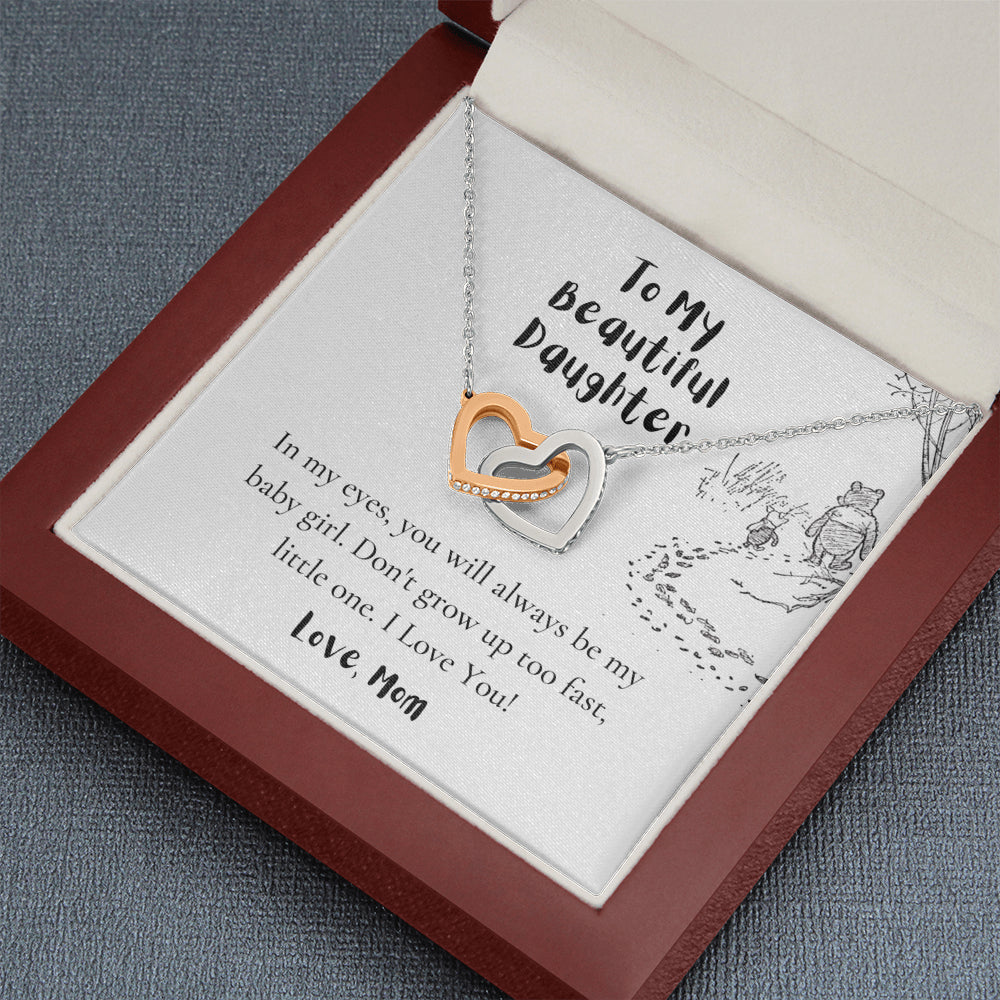 To My Daughter, Love Mom, Daughter Gifts from Mom, Birthday Gift Necklace for Daughter, Interlocking Hearts Necklace