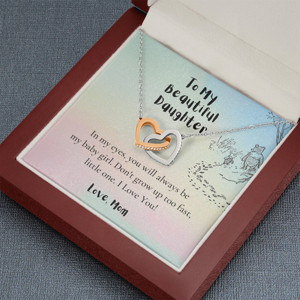 To My Daughter, Love Mom, Daughter Gifts from Mom, Birthday Gift Necklace for Daughter, Interlocking Hearts Necklace