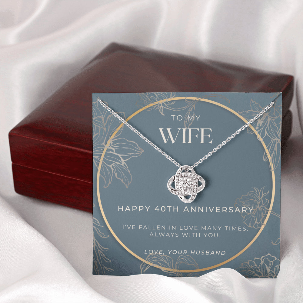 40 Year Anniversary Gift For Wife - Love Knot Necklace