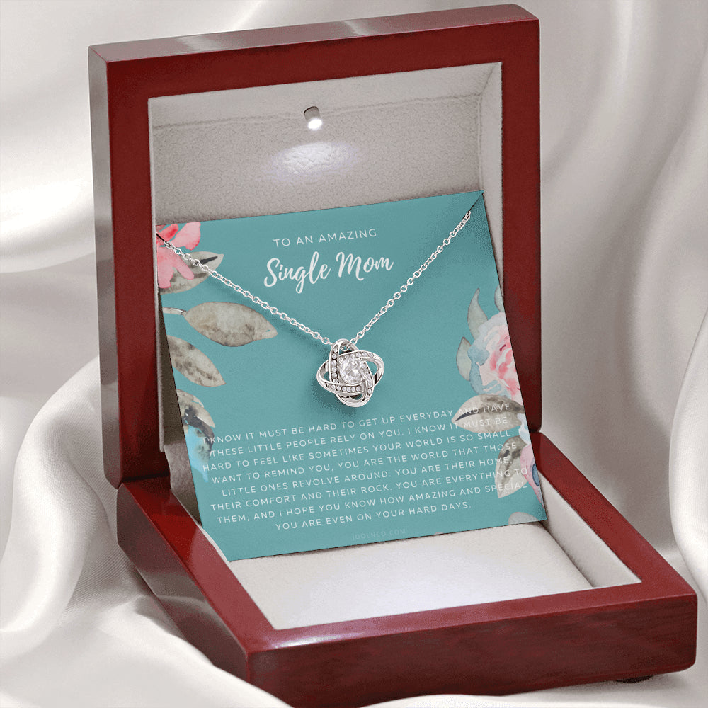 Love Knot Necklace, Single Mom Gift, Mothers Day Gift, Present for Single mother, Super mom Necklace, Gift for Single Mother, Jewelry for Mom