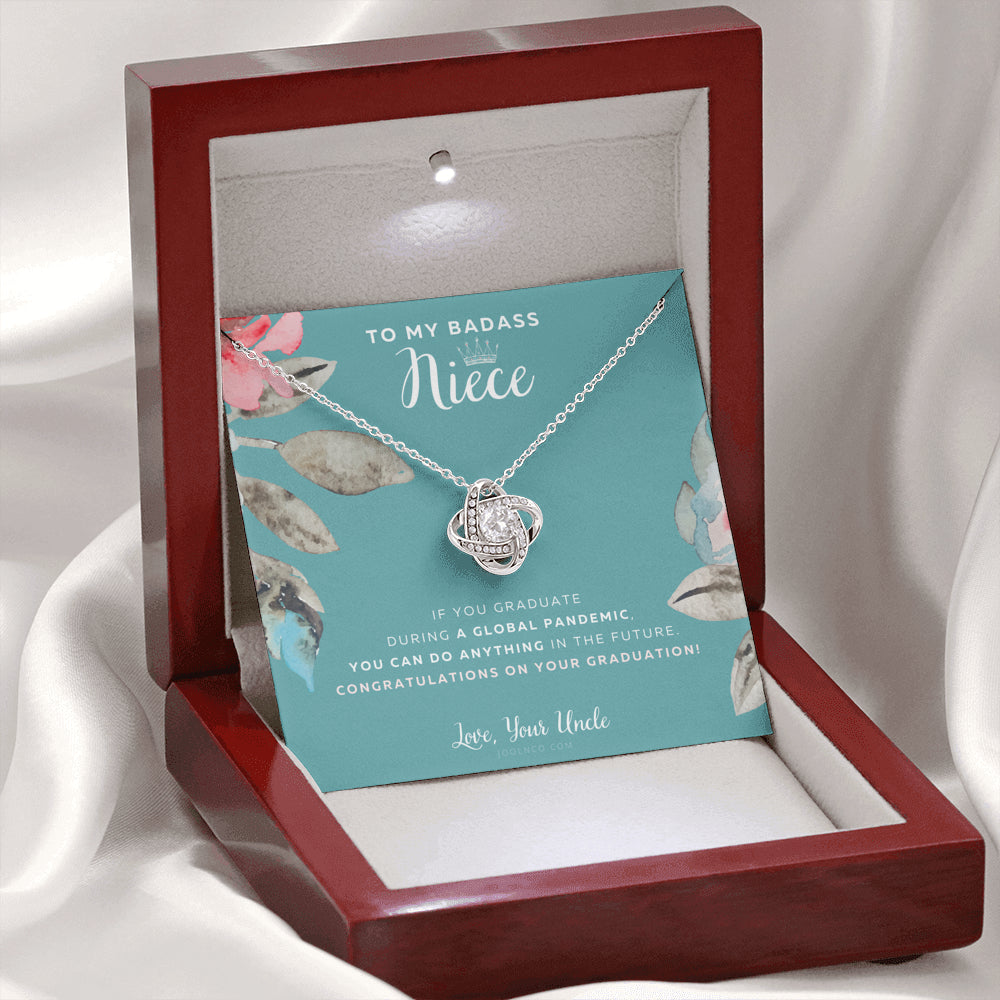 Love Knot Necklace, To My Badass Niece, Straighten Your Crown Necklace, Uncle Niece Necklace, Niece Graduation Gift, Graduation on Pandemic