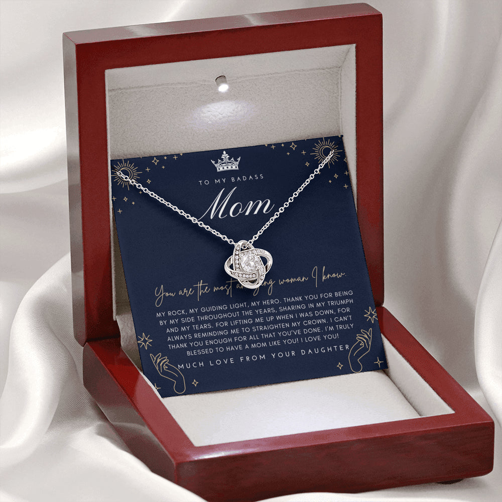 Love Knot Necklace | To My Badass Mom Necklace | Mother’s Day Gift | Personalized Mom Gift | Mothers Necklace | Gift for Mom | Best Mom Gift | Interlock Heart