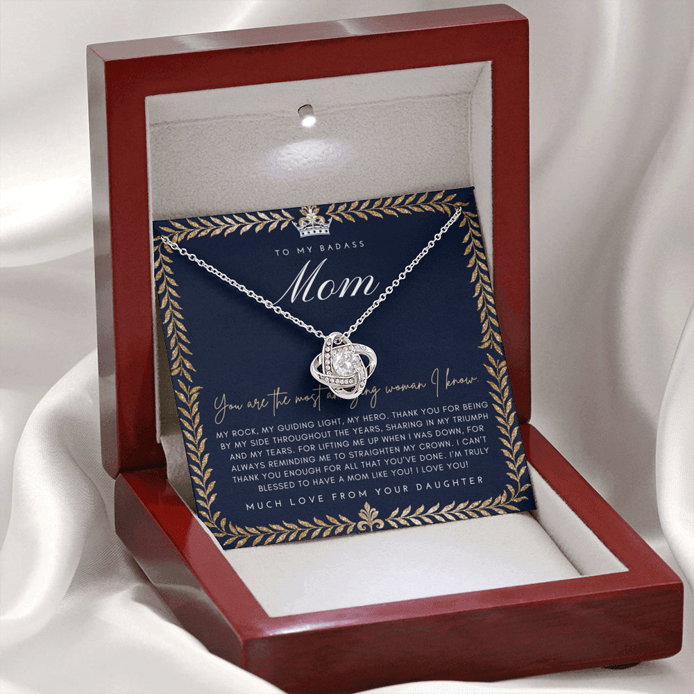 Love Knot Necklace | To My Badass Mom Necklace | Mother’s Day Gift | Personalized Mom Gift | Mothers Necklace | Gift for Mom | Best Mom Gift | Interlock Heart