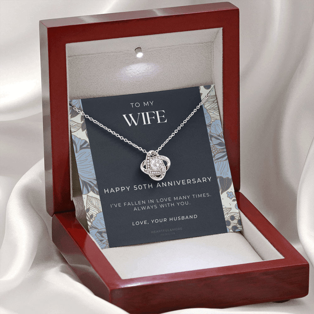 50 Year Anniversary Gift For Wife - Love Knot Necklace