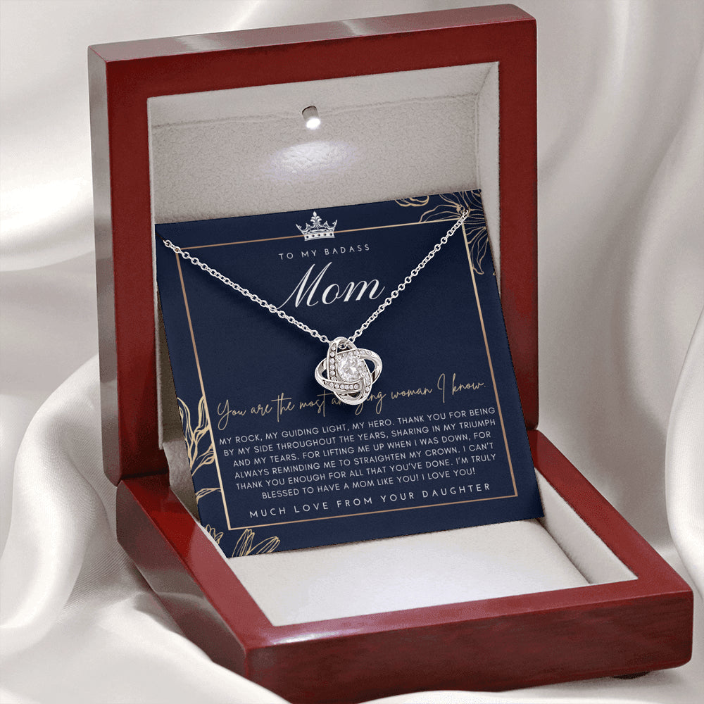 Love Knot Necklace | To My Badass Mom Necklace | Mother’s Day Gift | Personalized Mom Gift | Mothers Necklace | Gift for Mom | Best Mom Gift | Interlock Heart