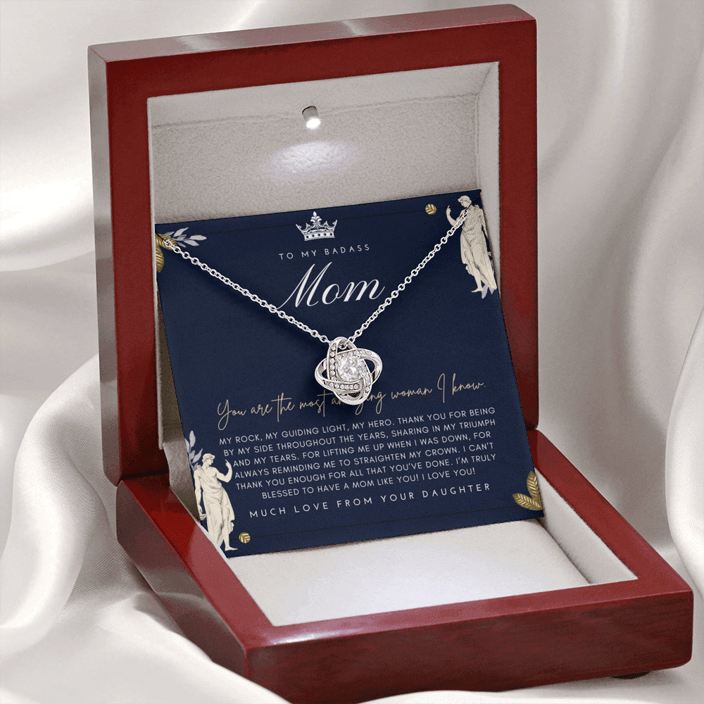 Love Knot Necklace | To My Badass Mom Necklace | Mother’s Day Gift | Personalized Mom Gift | Mothers Necklace | Gift for Mom | Best Mom Gift | Interlock Heart