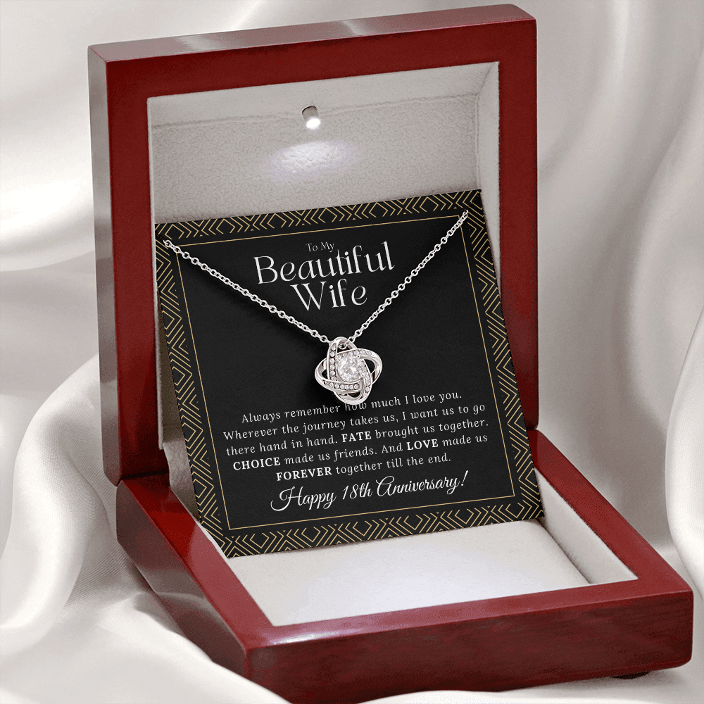18 Year Anniversary Gift For Wife - Love Knot Necklace