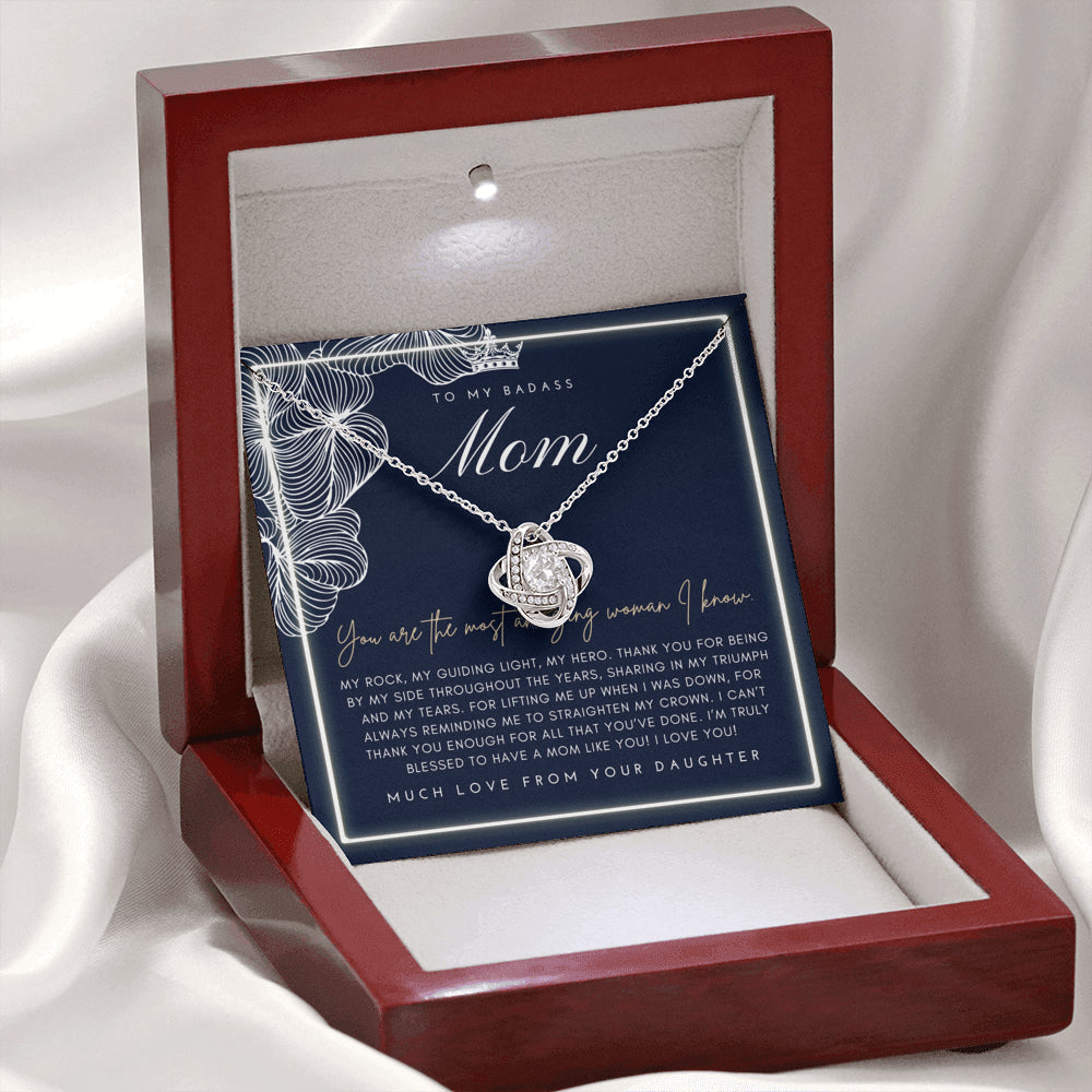 Love Knot Necklace | To My Badass Mom Necklace | Mother’s Day Gift | Personalized Mom Gift | Mothers Necklace | Gift for Mom | Best Mom Gift | Interlock Heart
