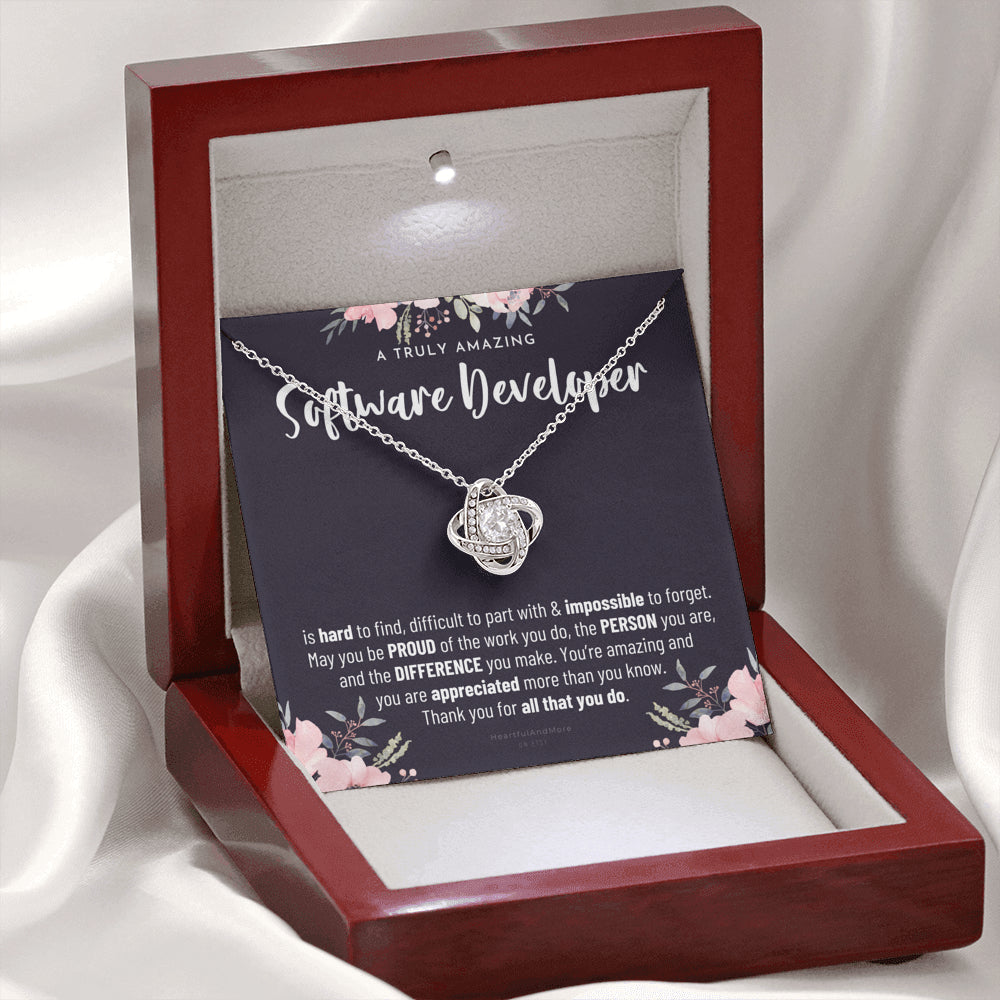 Gift For Female Software Developer, Software Developer Gift, Software Developer Appreciation Gift, Birthday, Love Knot Necklace