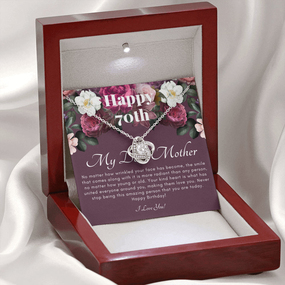 Love Knot Necklace | Mother's 70th Birthday Gift | Gift for Mom on her birthday | Gift For Mom from Daughter & Son | Mom Necklace | Best Mom Gift Message Card