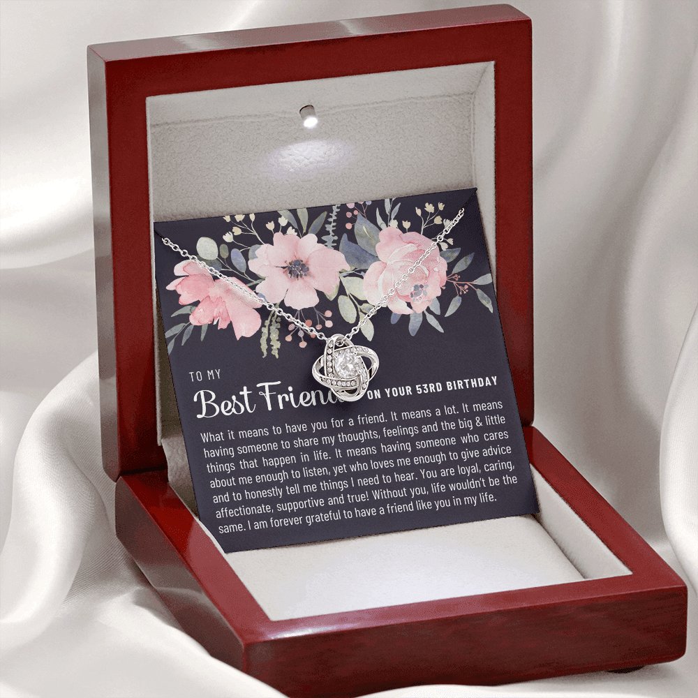 Best Friend 53rd Birthday Gift - Love Knot Necklace