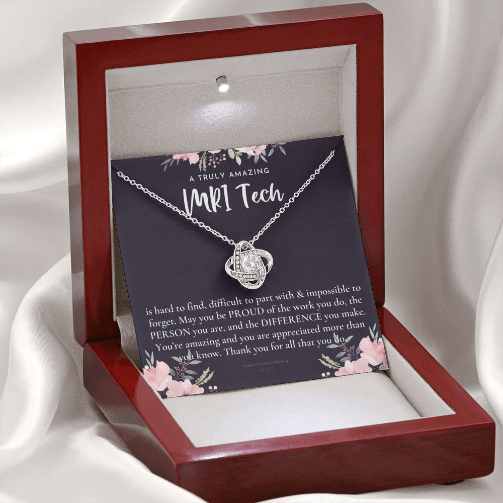 Gift For Female MRI Tech, MRI Tech Retirement Gift, MRI Tech Appreciation Gift, Birthday, Love Knot Necklace