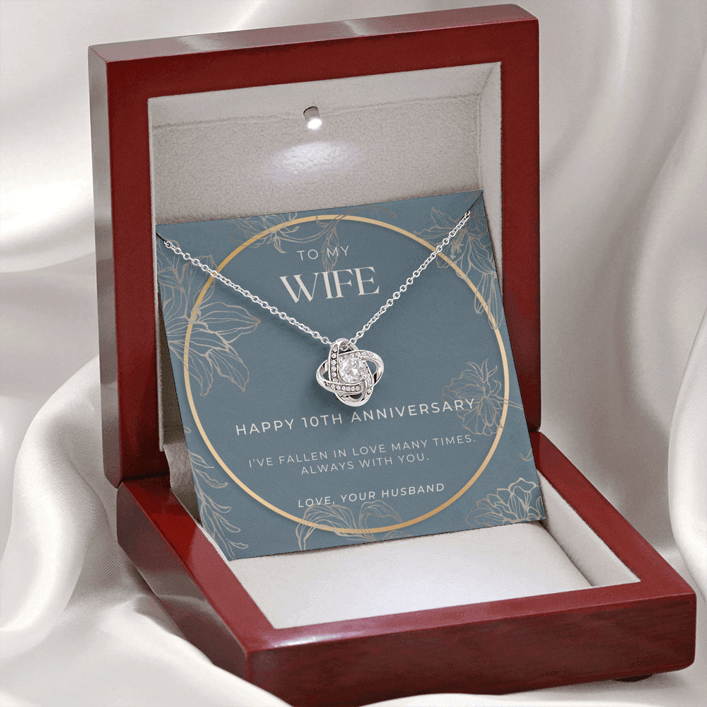 10 Year Anniversary Gift For Wife - Love Knot Necklace