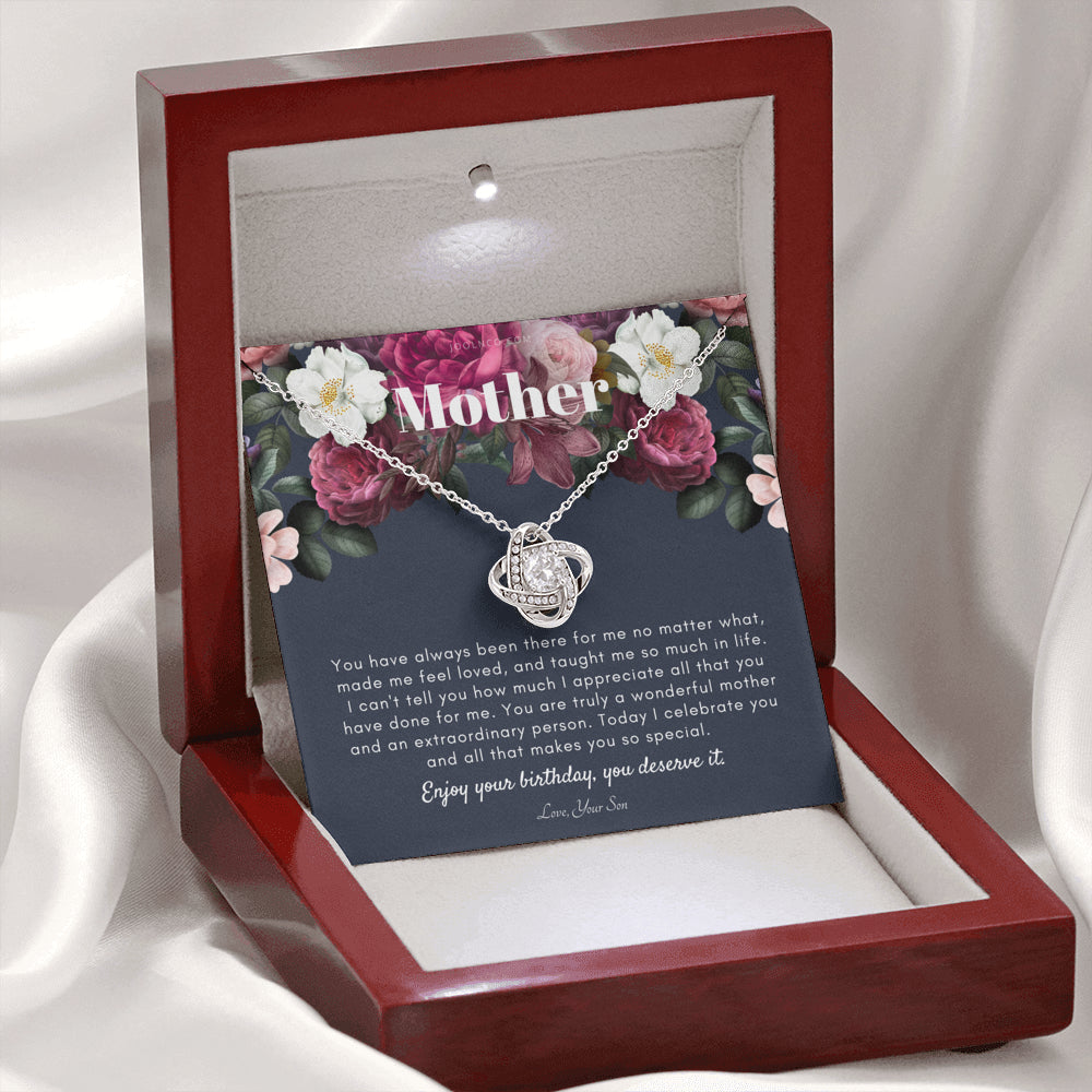 Love Knot Necklace | Mother's Birthday Gift | Necklace for Mom's birthday | Elegant Gift For Mom from Son | Best Mom Gift Message Card | Elegant Gift