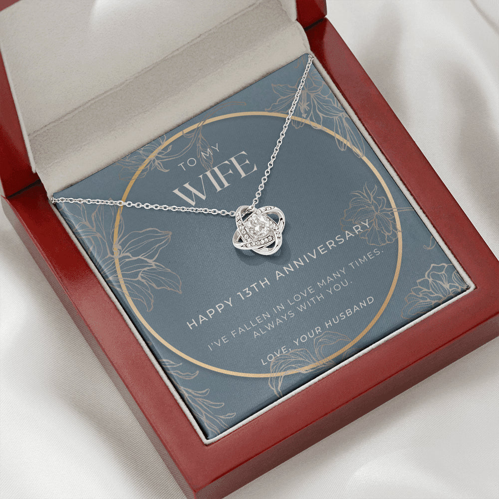 13 Year Anniversary Gift For Wife - Love Knot Necklace