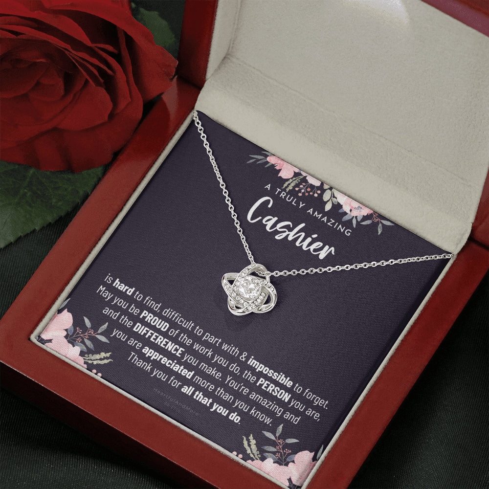 Gift For Female Casher, Casher Retirement Gift, Casher Appreciation Gift, Birthday, Love Knot Necklace