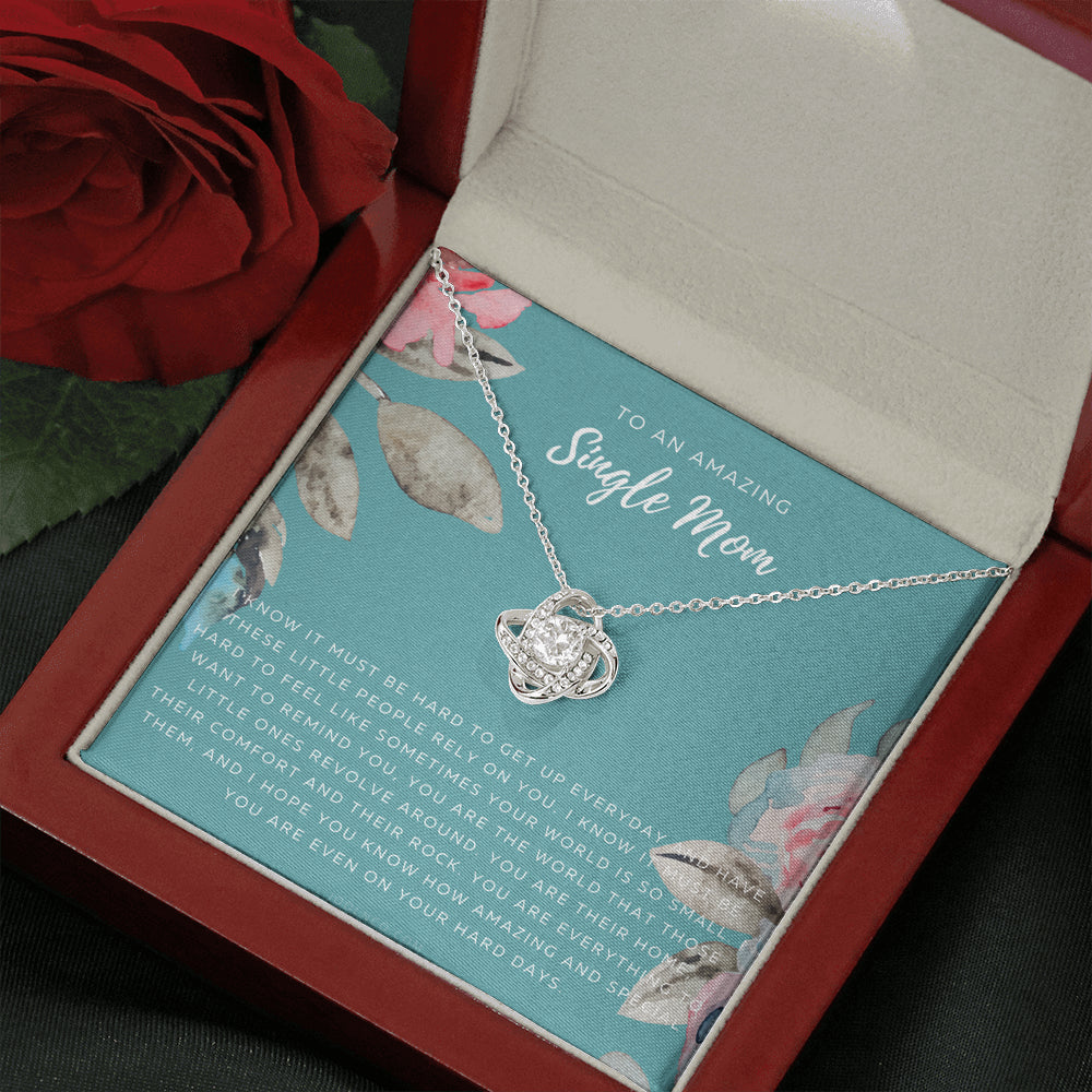 Love Knot Necklace, Single Mom Gift, Mothers Day Gift, Present for Single mother, Super mom Necklace, Gift for Single Mother, Jewelry for Mom