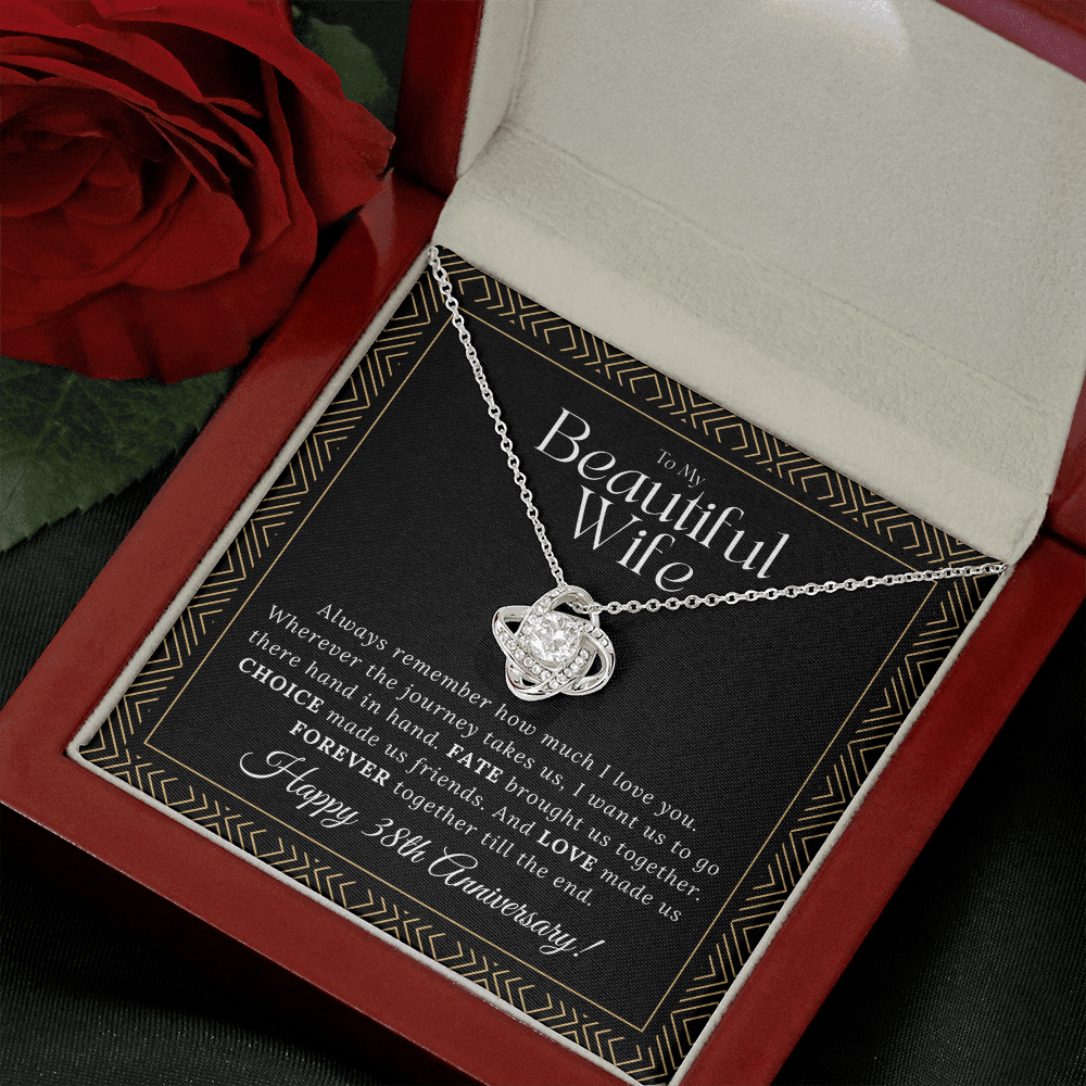 38 Year Anniversary Gift For Wife - Love Knot Necklace