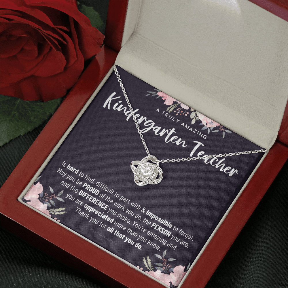 Gift For Female Kindergarten Teacher, Kindergarten Teacher Retirement Gift, Kindergarten Teacher Appreciation Gift, Birthday, Love Knot Necklace