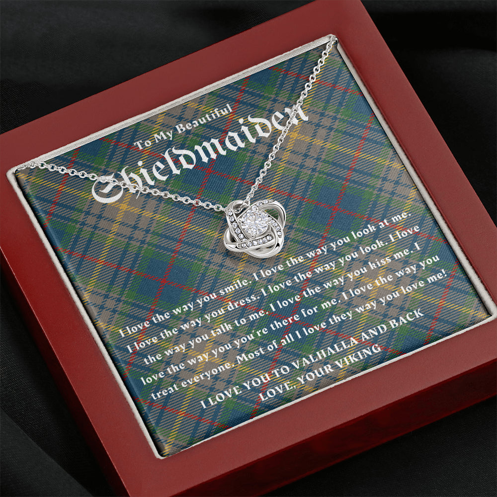 To My Shieldmaiden, Love You To Valhalla, Viking Gift, Personalized Viking Gifts, For Viking Wife, Viking Girlfriend Gift, Love Knot Necklace