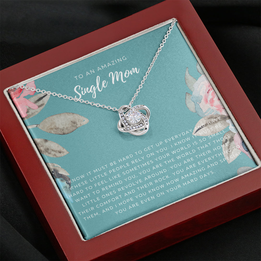 Love Knot Necklace, Single Mom Gift, Mothers Day Gift, Present for Single mother, Super mom Necklace, Gift for Single Mother, Jewelry for Mom