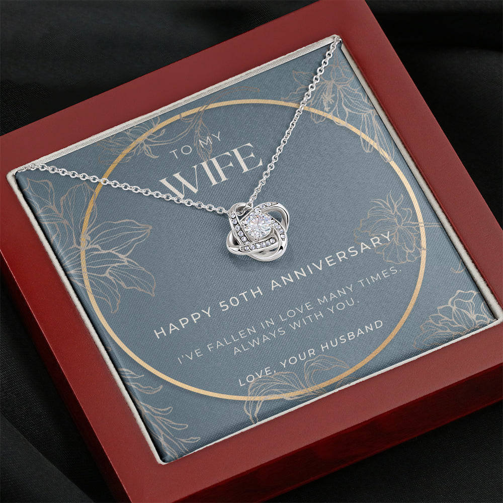 50 Year Anniversary Gift For Wife - Love Knot Necklace