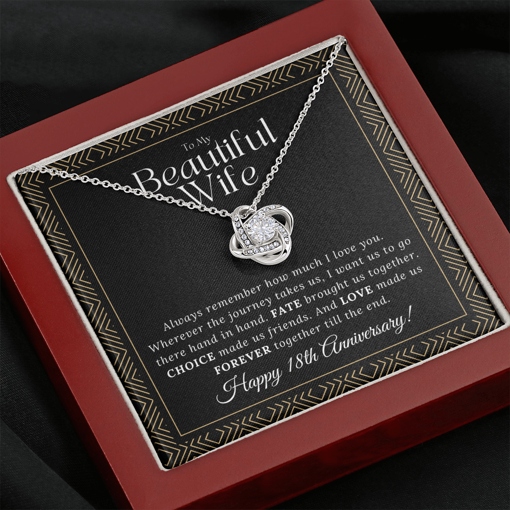 18 Year Anniversary Gift For Wife - Love Knot Necklace