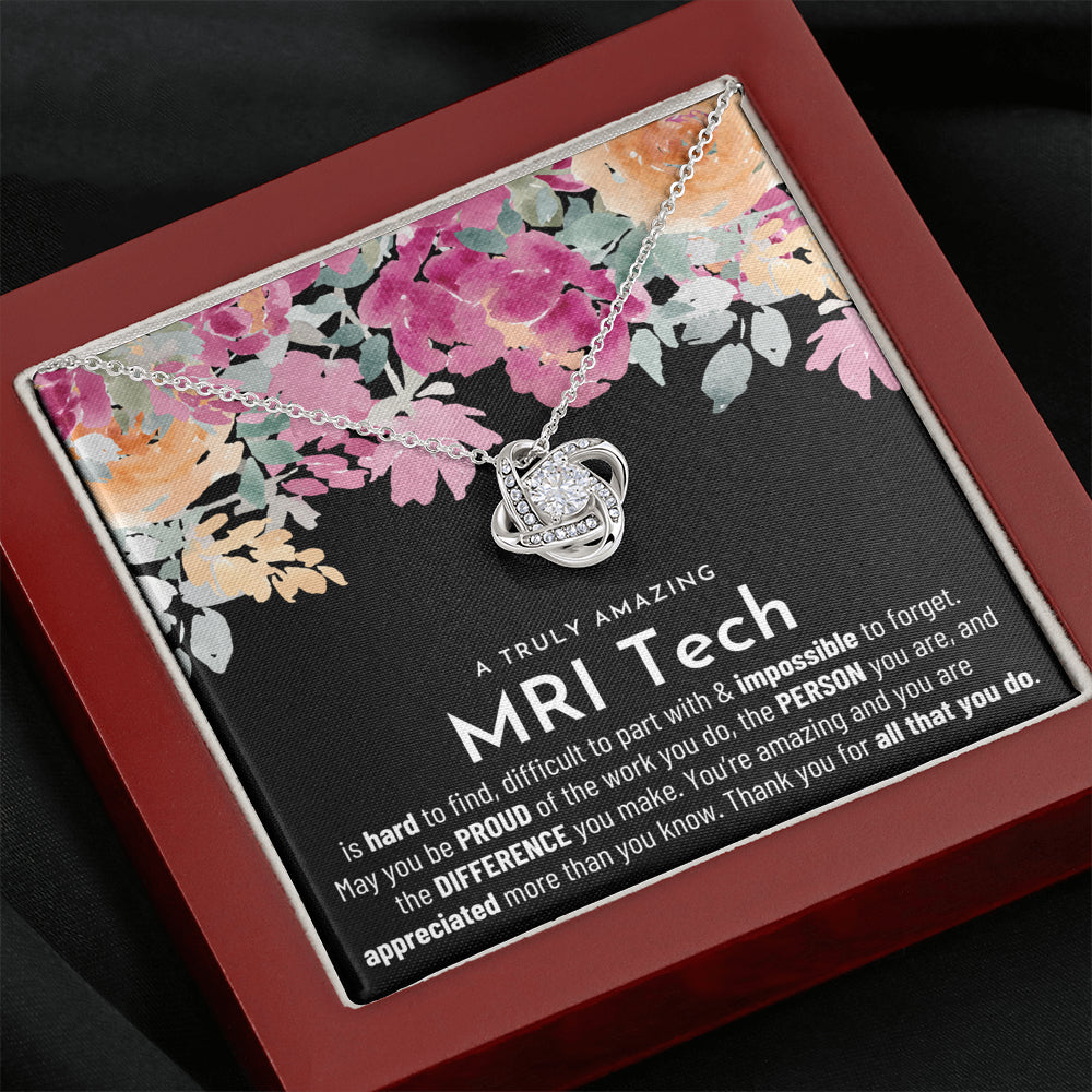 Gift For Female MRI Tech, MRI Tech Retirement Gift, MRI Tech Appreciation Gift, Birthday, Love Knot Necklace
