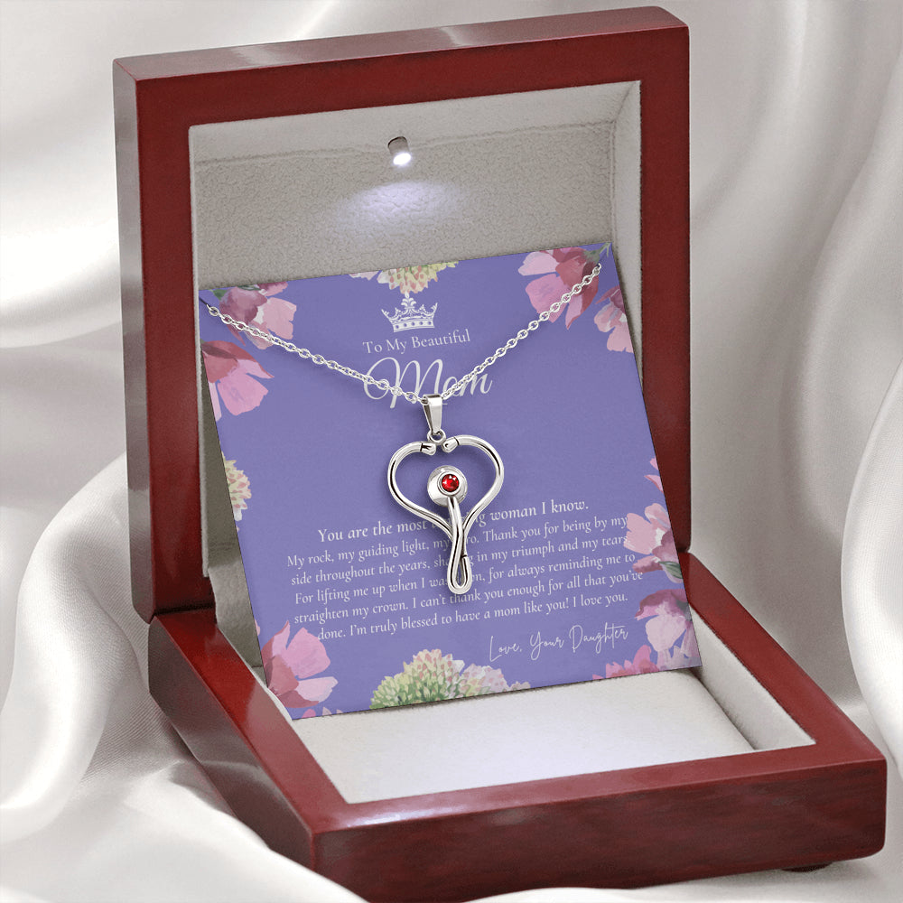 To My Beautiful Mom Necklace | Beautiful Mom Gift | Mother’s Day Gift | Birthday Gift | Gift from Daughter on Wedding Day | Nurse Mom Gift | Gift for Nurse Mom | Stethoscope Necklace | Nurse Mom Necklace