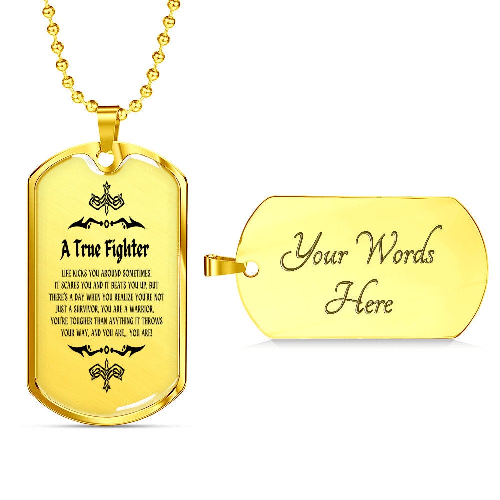 Personalized Cancer Survivor Gift for Men, Cancer Fighter Gift, Encouragement Gift for Men, Warrior Gift for Men, Custom Necklace Gift