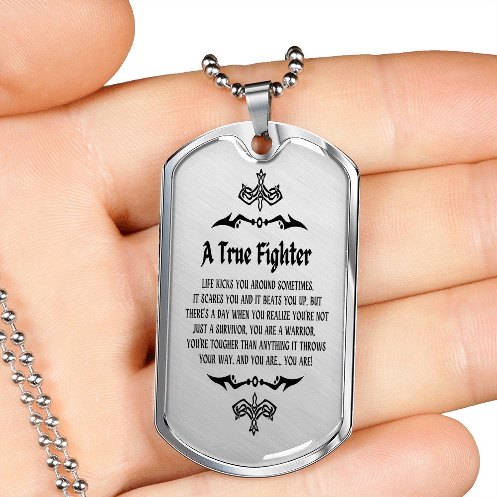 Personalized Cancer Survivor Gift for Men, Cancer Fighter Gift, Encouragement Gift for Men, Warrior Gift for Men, Custom Necklace Gift