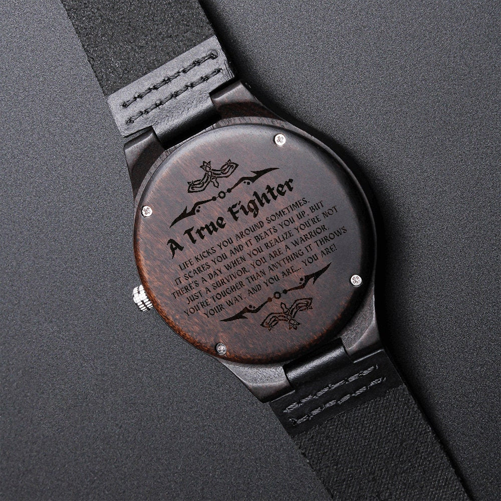 Cancer Survivor Gift for Men, Cancer Fighter Gift, Encouragement Gift for Men, Warrior Gift for Men, Engraved Wooden Watch