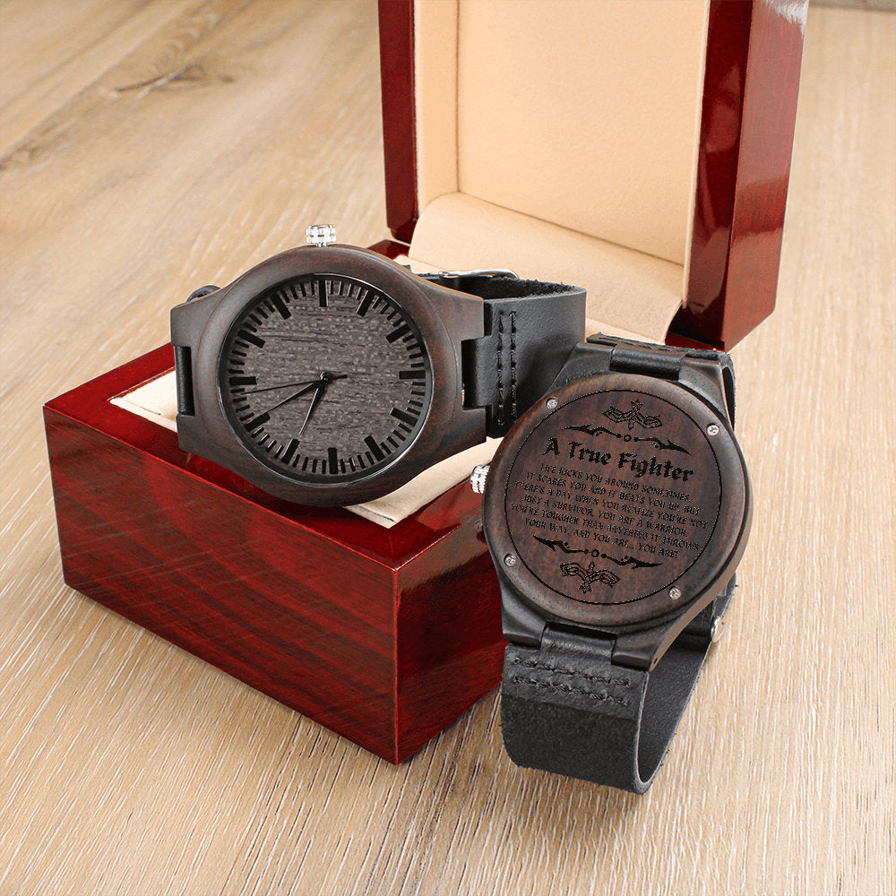 Cancer Survivor Gift for Men, Cancer Fighter Gift, Encouragement Gift for Men, Warrior Gift for Men, Engraved Wooden Watch