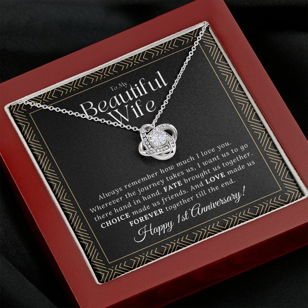 1 Year Anniversary Gift For Wife - Love Knot Necklace
