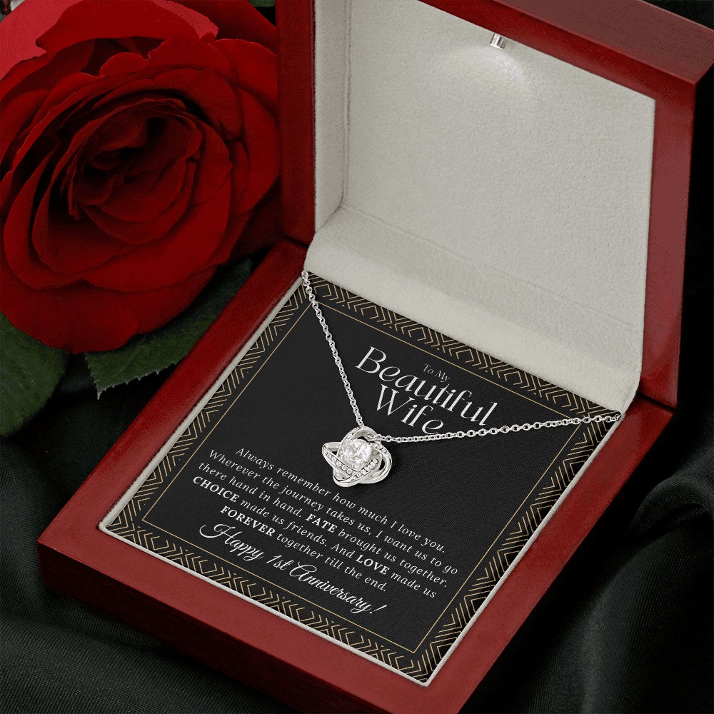 1 Year Anniversary Gift For Wife - Love Knot Necklace