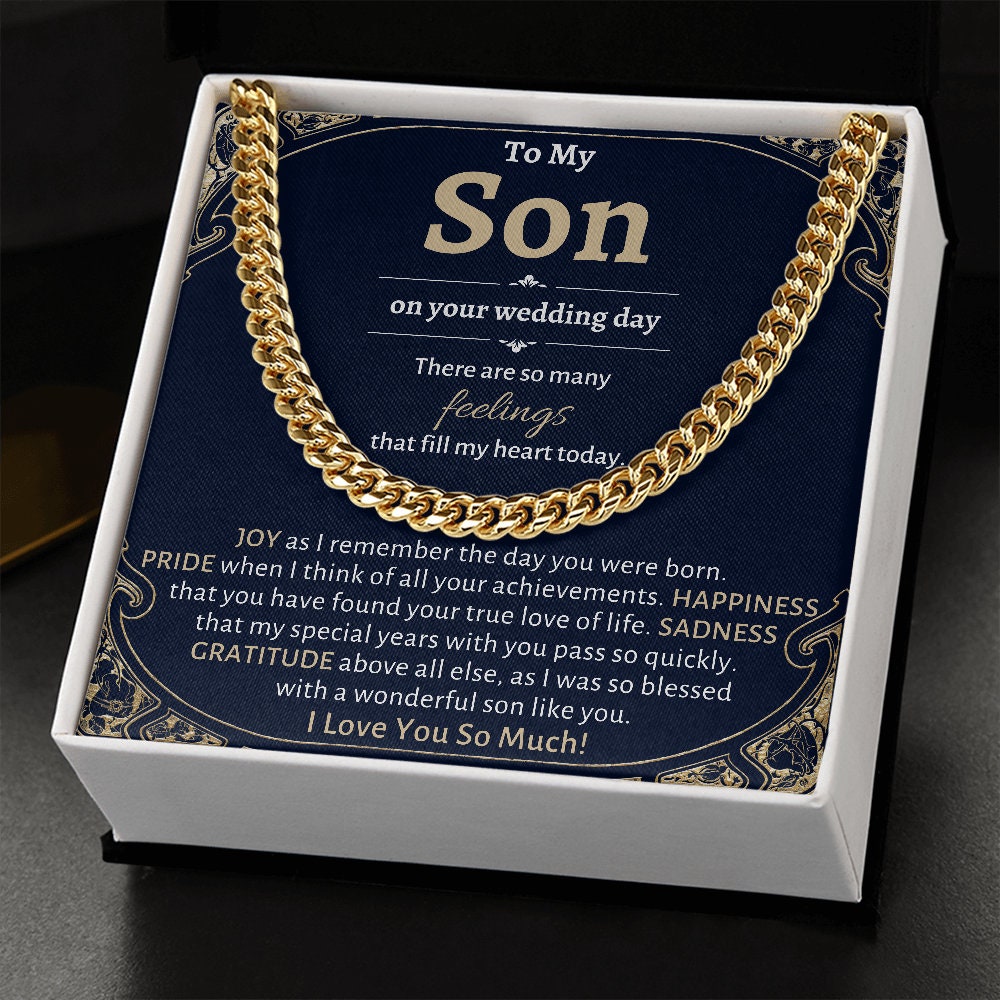 Groom Gift from Mom, To My Son on Your Wedding Day, Son Wedding Day Gift, Gift for Son on Wedding Day, Son Wedding Cuban Chain from Mom
