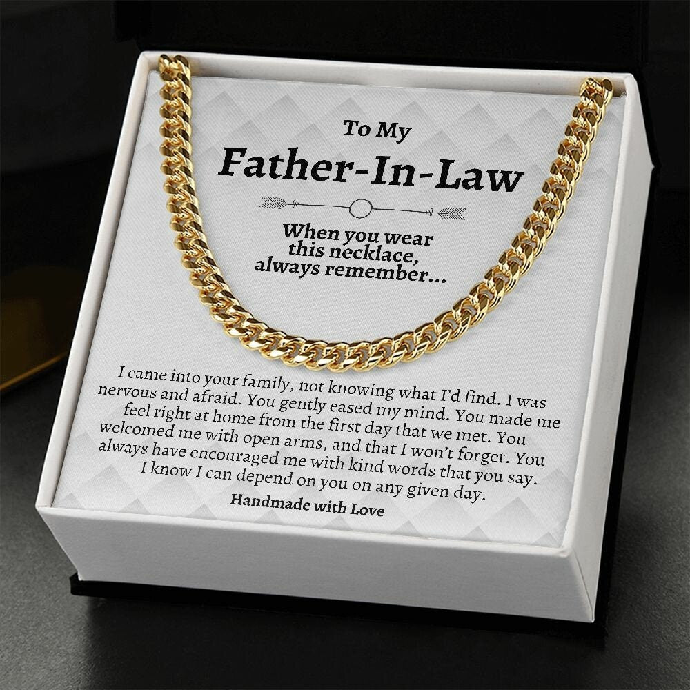 Father In Law Gifts, Cuban Chain Necklace for Father-In-Law, Unique Heartfelt Gifts, Father In Law Gifts from Daughter In Law Son In Law